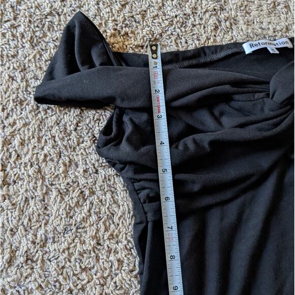 Reformation Black Vida Jersey Knit Off-shoulder Mini Dress, size M - Picture 5 of 9